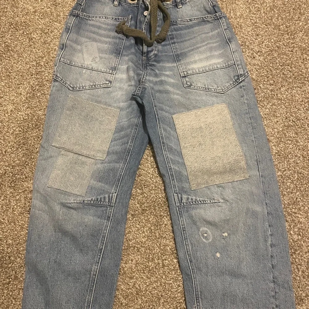 We the Free Moxie Low Slung Barrel jeans 27 boho casual truest blue button fly - Picture 3 of 8
